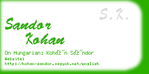 sandor kohan business card